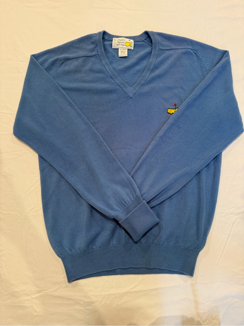 VTG MASTERS Size M 100% Acrylic V Neck Sweater Mens Slazenger Natl Golf Shop